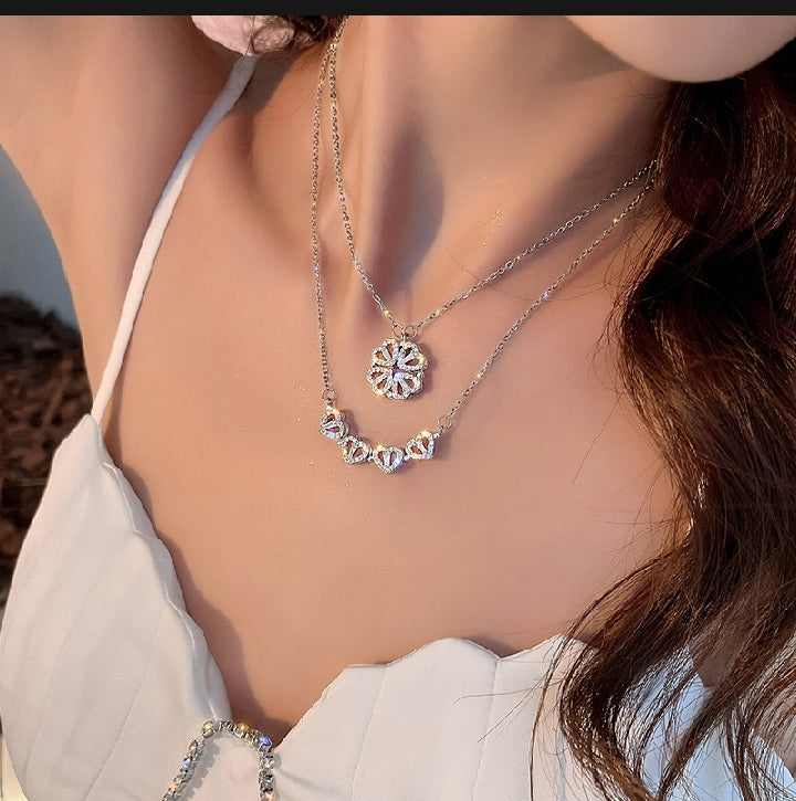 Four leaf Magnetic Necklace (Silver)